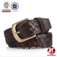 Hongmioo Brass pin buckle braided full grain leather belt